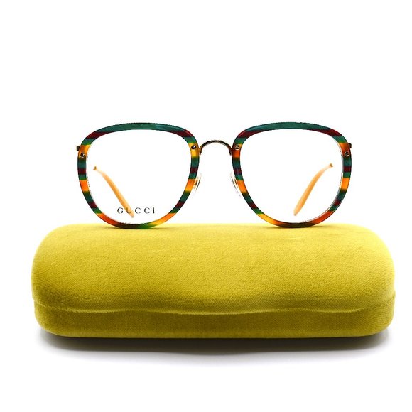 NEW GUCCI GG0675o 004 STRIPE HAVANA AUTHENTIC EYEGLASSES FRAME - Picture 3 of 13